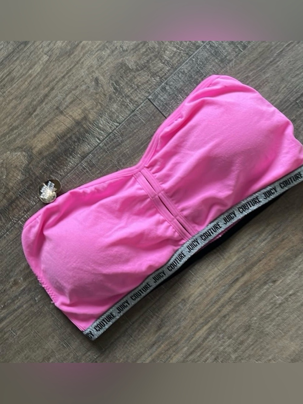Juicy Couture Hot Pink Strapless Bandeau with Logo Trim Size XL